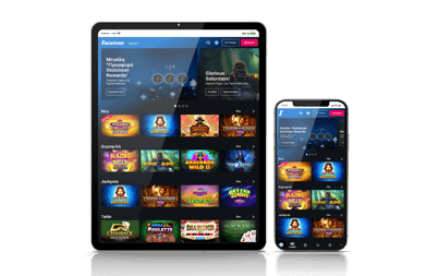 Ένα smartphone και ένα tablet συνδεδεμένο σε ένα online καζίνο (live)