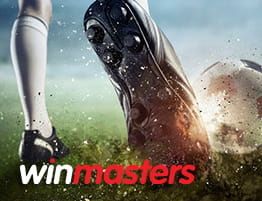 ένα ποδοσφαιρικό στιγμιότυπο και το λογότυπό του winmasters
